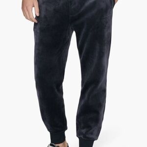Paige Banks Velour Joggers Dark Navy Blue Mens Casual Active Stretch Pants $230